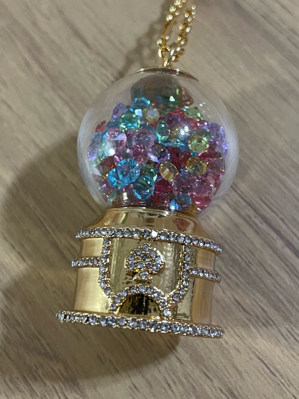 Kate Spade Treat Yourself Gumball Pendant Necklace Multicolor Crystal Globe Gold - Picture 2 of 5